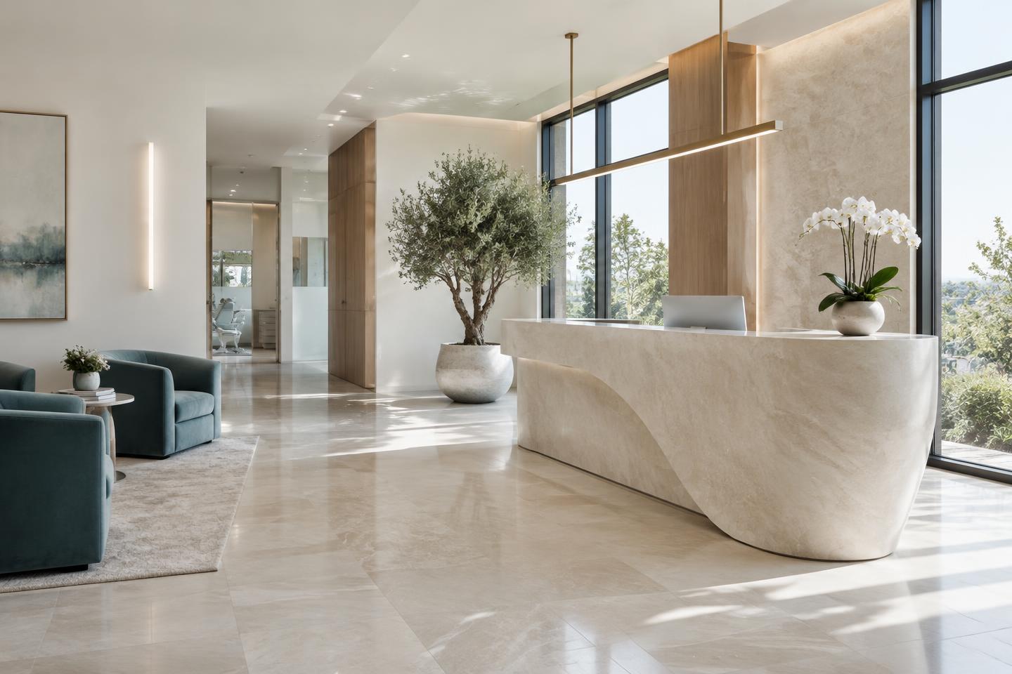 Bright modern dental reception